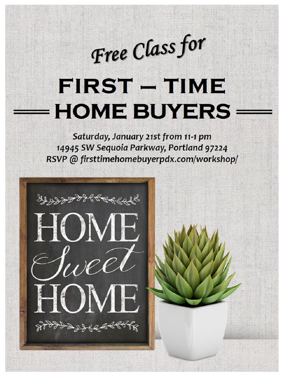 January 21st  - Join us for the free 1st time homebuyer class! I will be joining realtor, Tiffanie Danley &amp; lender, Celia Burlingame!