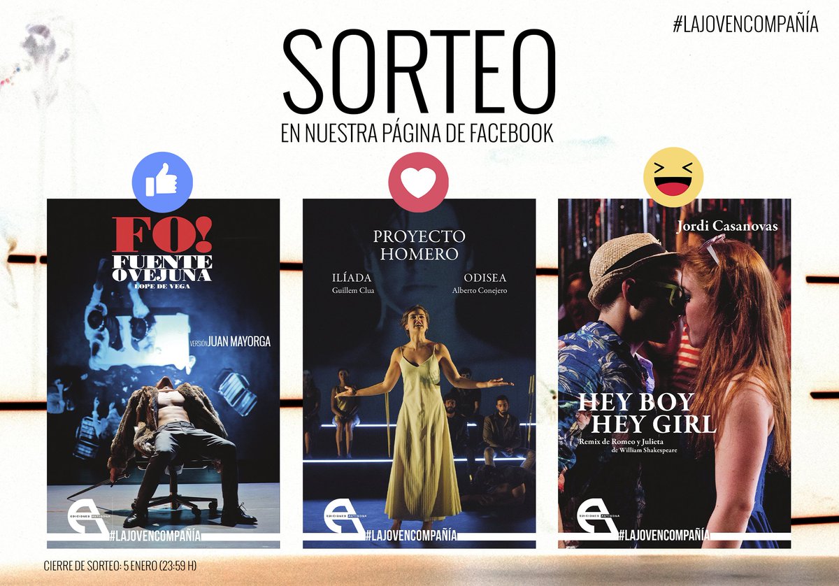 somosLaJoven's tweet photo. ¡#Sorteo de la colección #LaJovenCompañía en nuestro #Facebook!
#FuenteOvejuna #ProyectoHomero #HeyBoyHeyGirl
>https://t.co/dczj1tuCFz< https://t.co/qeHl76JDtx