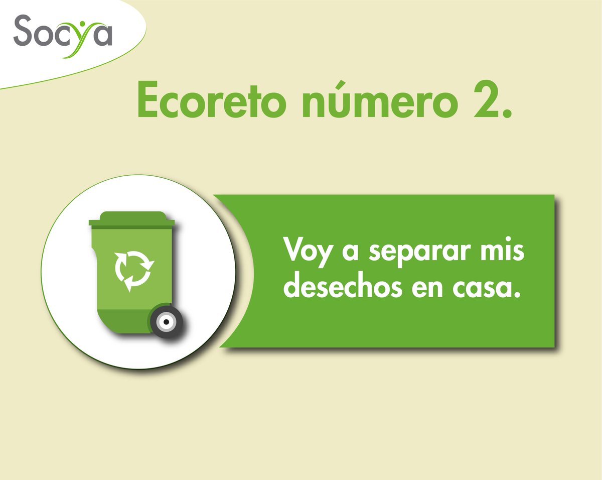 SomosSocya's tweet photo. #Ecoreto2 Promueve desde casa el reciclaje de la basura ¿Qué esperas para asumir este nuevo reto? #SocyaSostenible #ConcienciaAmbiental https://t.co/g6zgY6EvGV