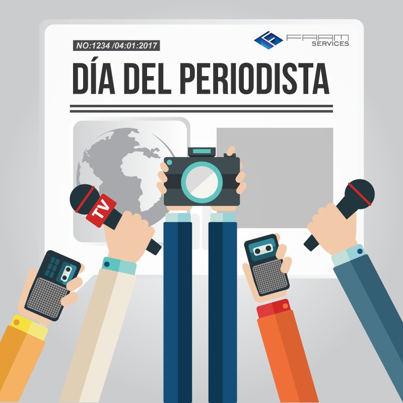 FAAMSERVICES's tweet photo. Hoy se celebra el Día del Periodista en México... nota completa en: https://t.co/NiK9WuCJZU #DiaDelPeriodista, #periodismo, #FelizDia https://t.co/F1XkeTSkT3