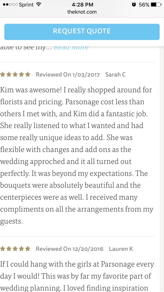 KayTrom's tweet image. Getting reviewed on the knot still geeks me out 😍 #weddingflorist