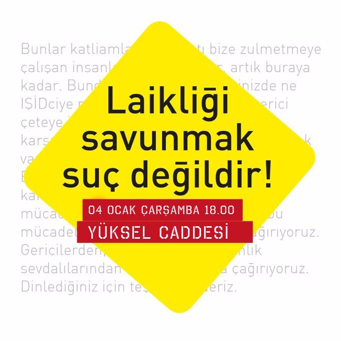devogretmen's tweet photo. Ankara- #LaiklikTutuklanamaz #LaikliğiSavunmakSuçDeğildir diyenleri 4 Ocak Çarşamba 18.00'da Yüksel Caddesinde çağırıyoruz https://t.co/NGxb8ASLBE