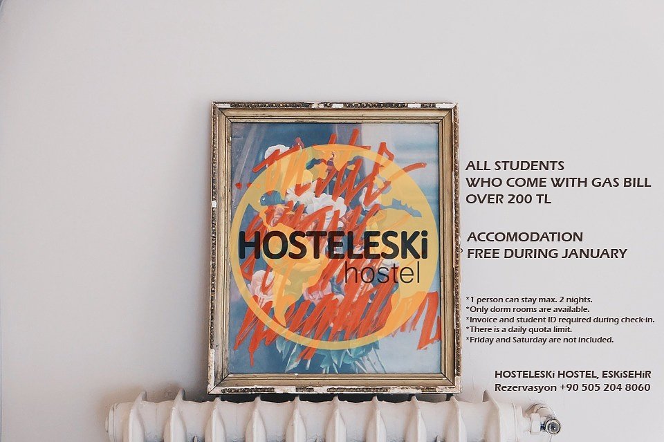 Accomandation is free during January for all students who come with gas bill over 200 TL. #hostel #january #campaign #turkey