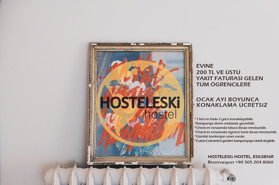 Evine 200 TL ve üstü yakıt faturası gelen tüm öğrencilere Ocak ayı boyunca konaklama ücretsiz. #hosteleski #eskisehir