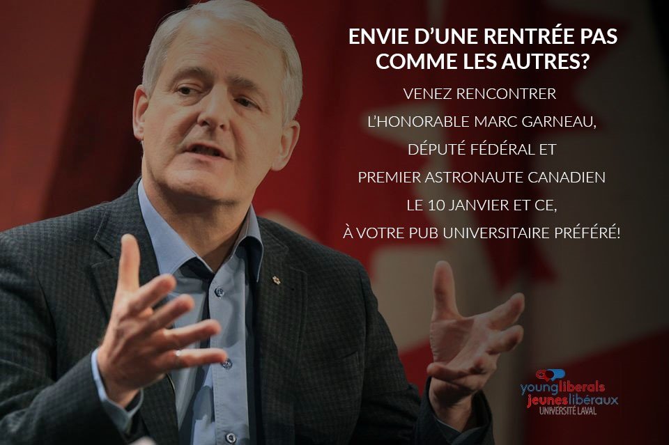 JLCULAVAL's tweet photo. Venez au #CocktailDeLaRentrée des @JLCULAVAL au @PubUniv à @universitelaval! Mardi 10 janvier, 17h. L'hon. @MarcGarneau y sera! @JLCQuebec https://t.co/uaWF7zePRP