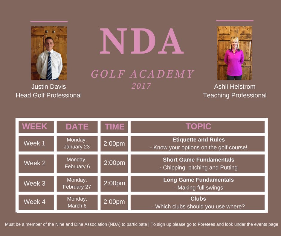 Now announcing the NDA golf academy! Welcome to any ladies involved in the nine and dine golf league. See you there! #improvement #NDA