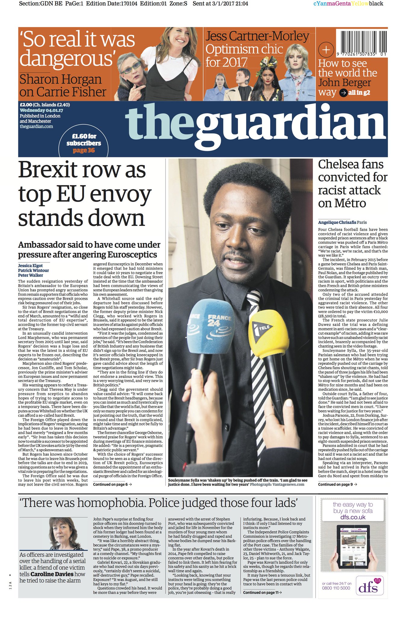The Guardian on Twitter: "The Guardian front page, Wednesday 04.01.17 ...