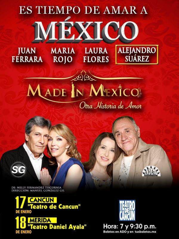 LauFloresWorld's tweet photo. 🎭 Gira de @MadeInMexicoM
17/Enero #Cancún
18/Enero #Merida
No te la puedes perder con: @LauraFloresMx, #AlejandroSuarez, #MaRojo y #JFerrara https://t.co/nj9Xwpb52n