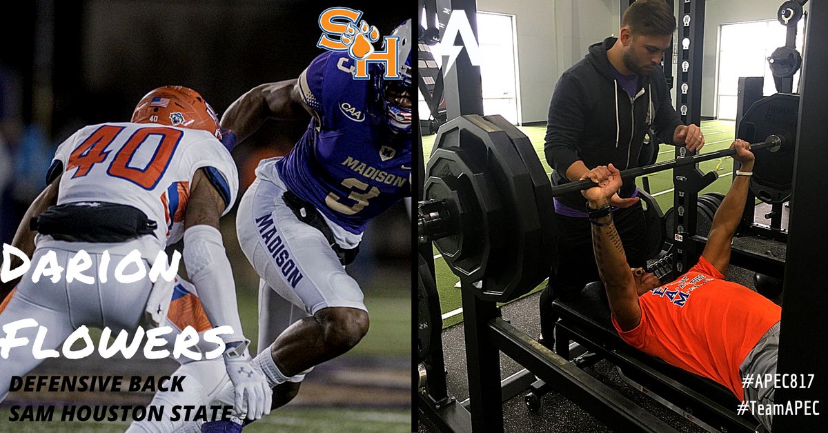 APECDFW's tweet photo. ️APEC FW wants to welcome Sam Houston State DB Darion Flowers to our 2017 NFL Combine-Pro Day Class!⚡️ https://t.co/49NSNdX85c