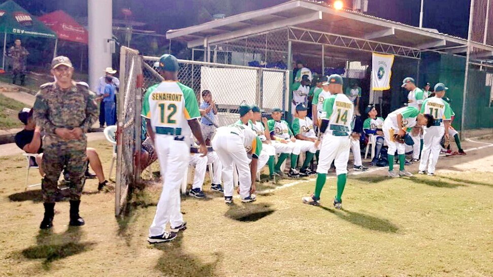senafrontpanama's tweet photo. La Brigada Oriental presente en la Inauguración del Campeonato Nacional de Béisbol Juvenil, Senafront Patrocinador del equipo de Darién https://t.co/3IeZSoDcsM