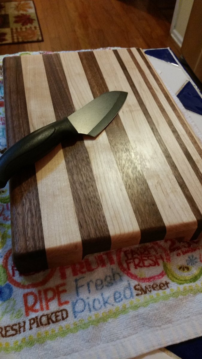 Black walnut and maple cutting board I made as christmas gifts for a customer.