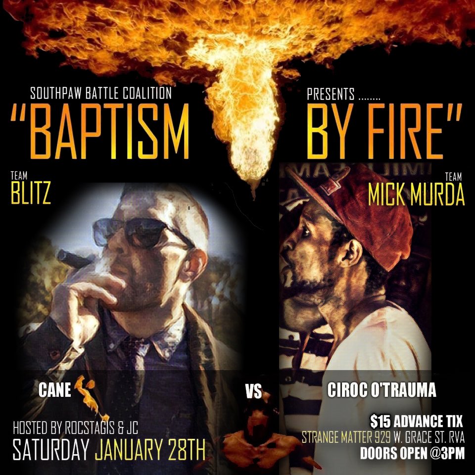 My first big move of 2017 I'm stepping into the battle world. Richmond, VA Jan. 28th. #BaptismByFire 🔥dont miss this