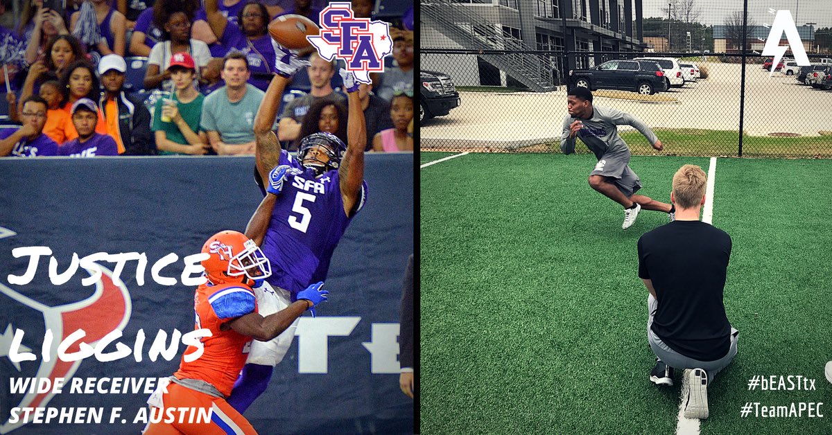 teamAPEC's tweet photo. #TeamAPEC is proud to have @JohnTylerLions &amp; @SFA_Football Alum Justice Loggins (@JLIGGs_5) join the NFL Combine &amp; Pro Day class of 2017! https://t.co/MuXn6xIVPV