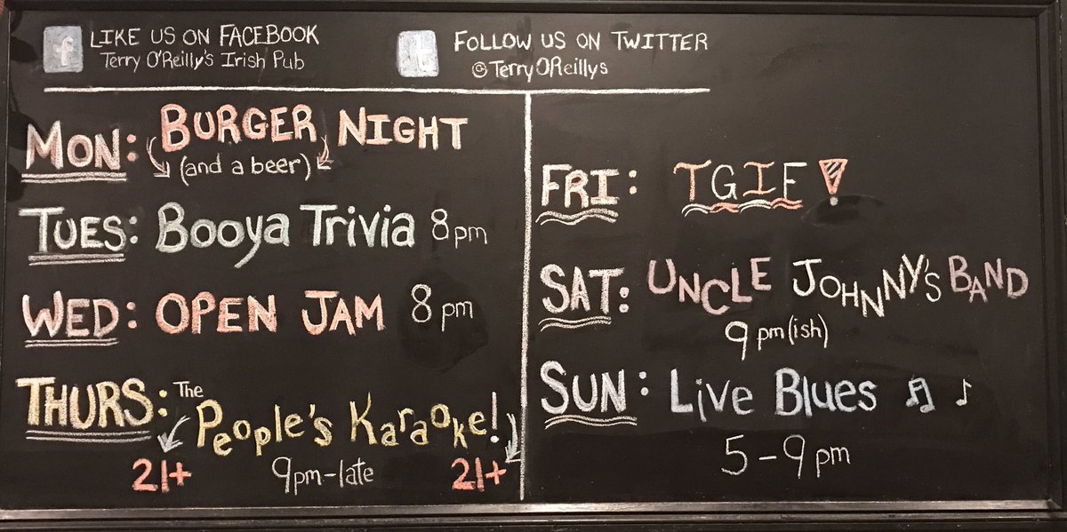 TerryOReillys's tweet photo. This Weeks Schedule!!  @Newtondining @newtontab https://t.co/L2jSnGSzMJ