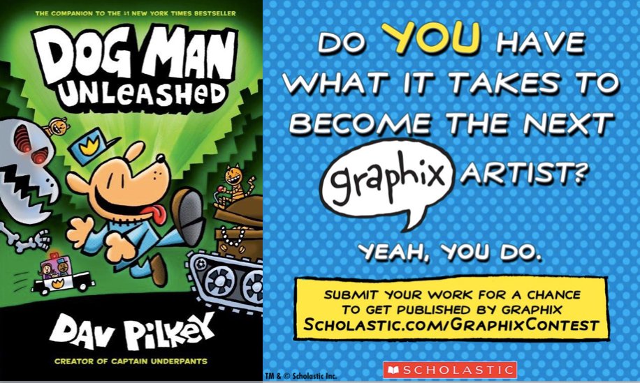 flycojoe's tweet photo. New! Dav Pilkey Scholastic's DOG MAN UNLEASHED from @GraphixBooks.
Unleash your story w/ #GraphixContest!
https://t.co/eRttfkPhqD https://t.co/pWdswnZwjq
