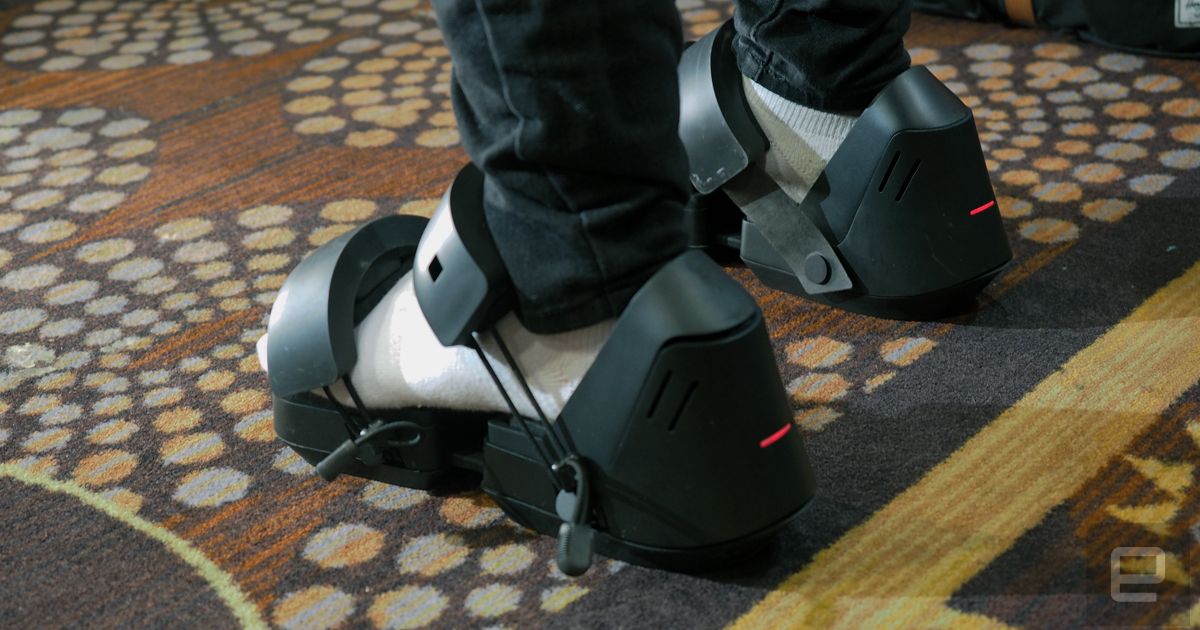 engadget's tweet photo. Meet the VR boots that want to make you feel every step https://t.co/YnqnerIGpC https://t.co/FM7mATICLP