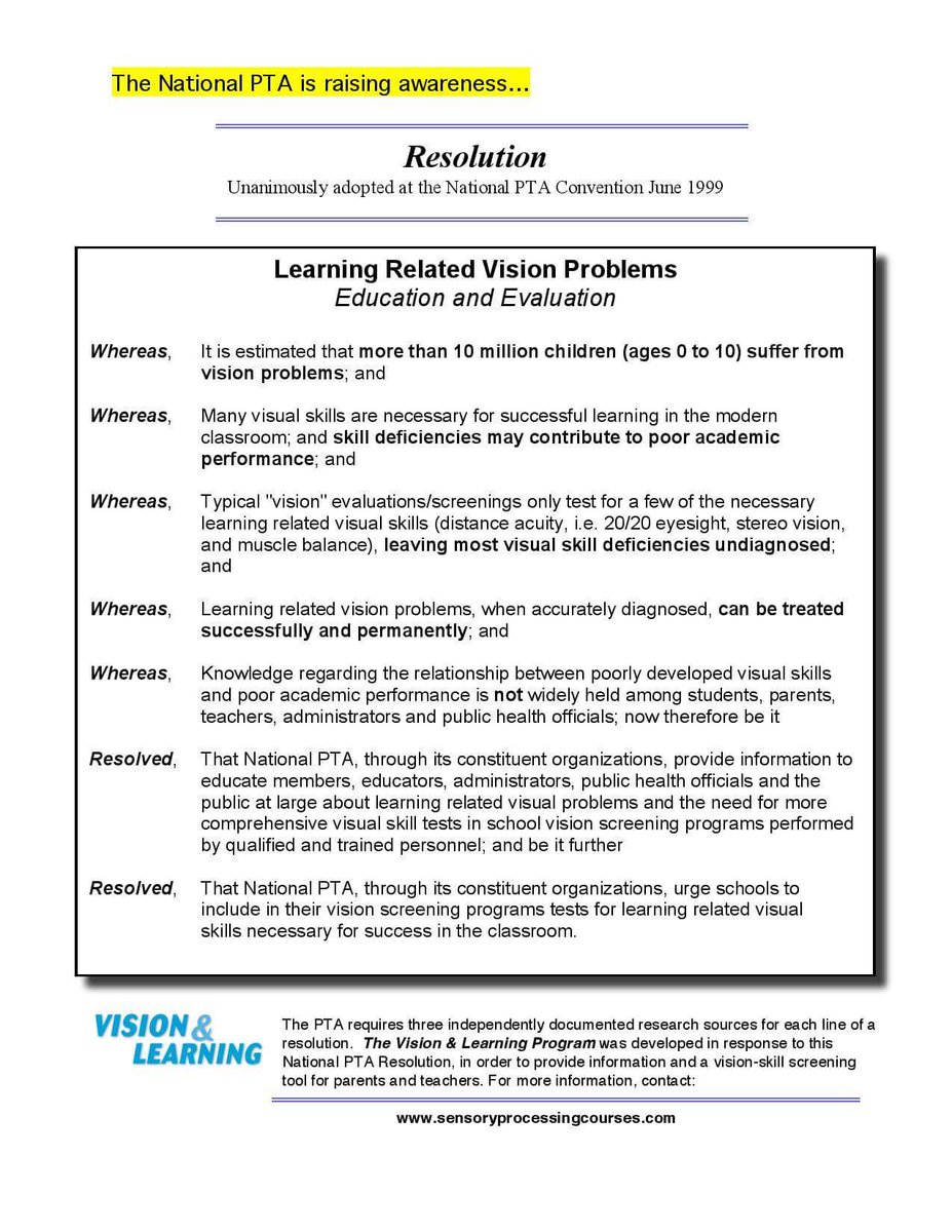 AdvocateMom2020's tweet image. implement your own PTA resolution about #visualprocessingdisorder from 17 yrs ago. Support the #AtticusAct