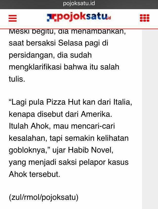 GunRomli's tweet photo. Ini kata Novel si habib palsu, pizza hut dr Italia, smbil goblokin Ahok lg 😁 ente ngomong Fitsa Hats aja Vel, jgn pizza hut https://t.co/JkdYOFypYX