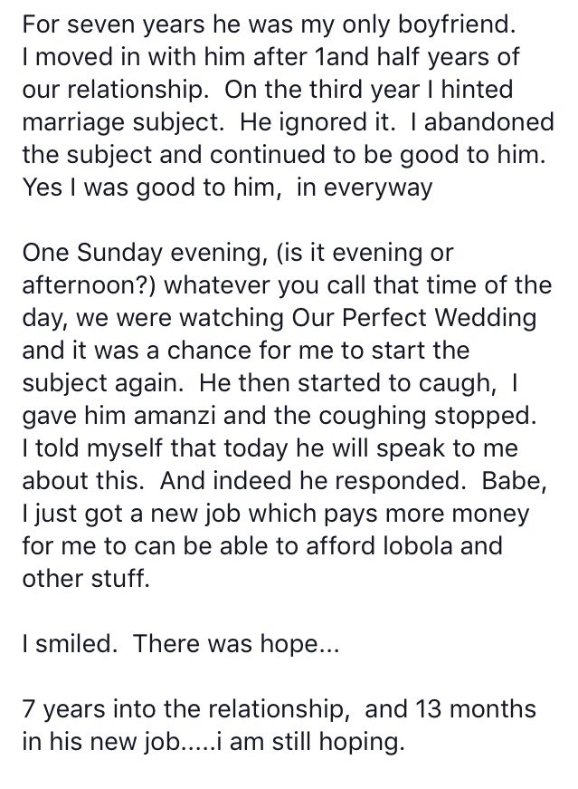 Terryenhle's tweet photo. Why do guys do this...date someone for so long then marry someone they've just met💔💔💔💔no maan https://t.co/eUOKswl0AH