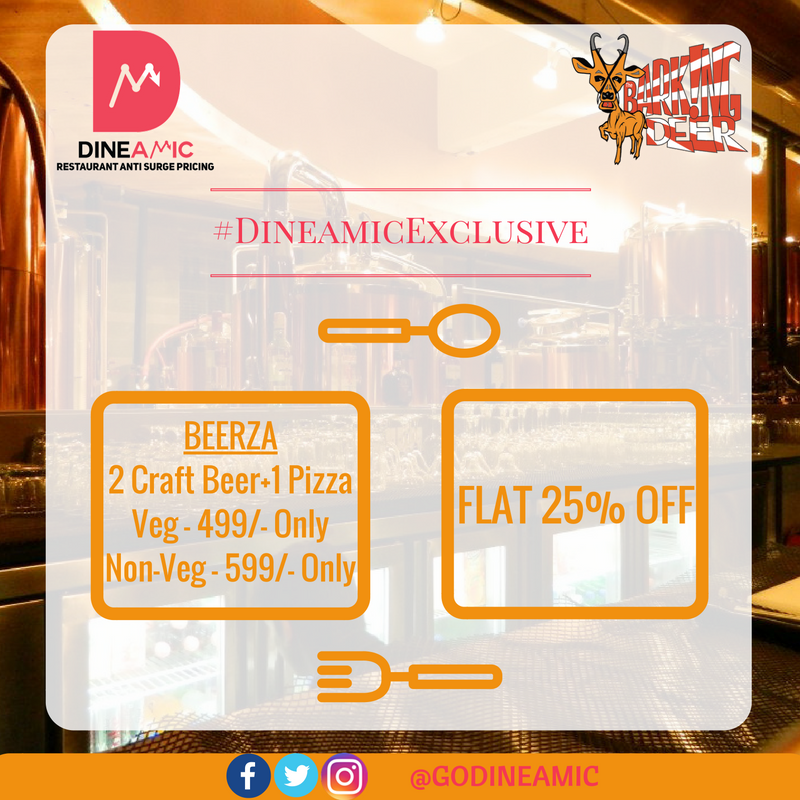 GoDineamic's tweet photo. #DineamicExclusive :Amazing offers at the best restaurants across Mumbai. Get Flat 25% Off and BEERZA @TheBarkingDeer #Dineamic #Food #BEER https://t.co/ZsWLlzyAaA