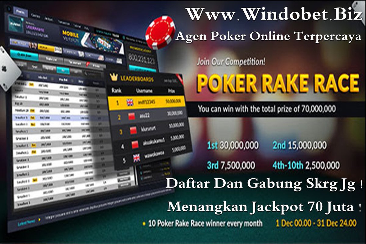 windobet's tweet photo. Kompetisi Permainan Poker 2017 Dengan Bonus 70.000.000 JUTa ! https://t.co/SLZzZgz8ib https://t.co/QfPOismv5K