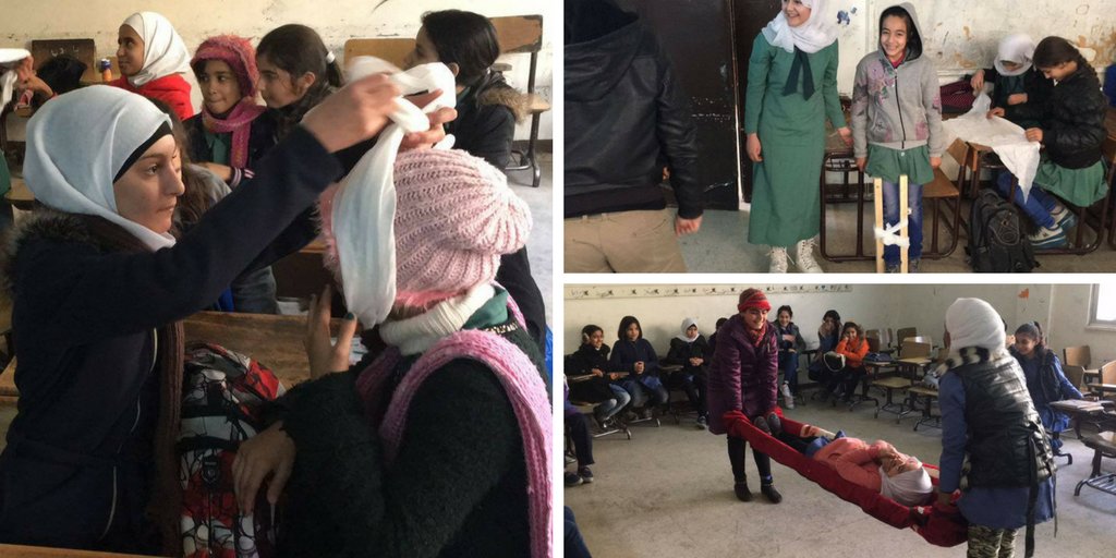 RightToPlayIntl's tweet photo. #HowWePlay Facilitated by @Righttoplay_jo these primary school kids are learning about first aid. That's #PlaywithPurpose #health #education https://t.co/9tbdvizaYv
