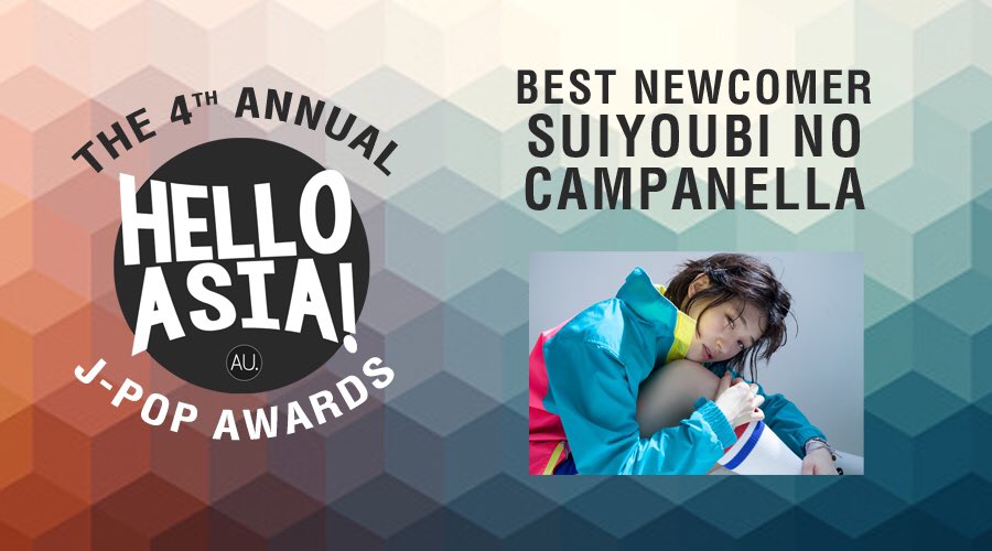 HelloAsiaAU's tweet photo. Best Newcomer: Suiyoubi No Campanella (Wednesday Campanella) #2016 #jpop #helloasiaawards https://t.co/njSMUrpKWD https://t.co/xxNBW3Azta