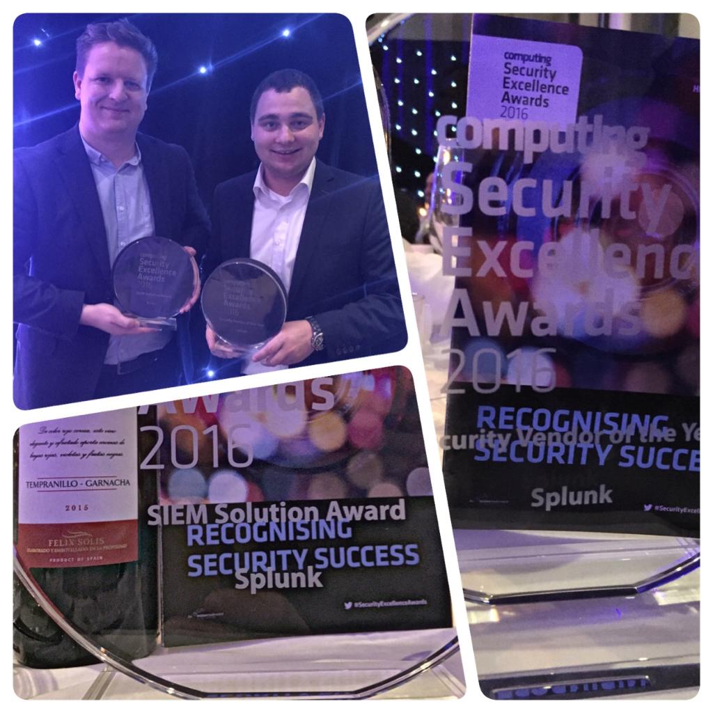 SplunkUK's tweet photo. We doubled up at the @Computing_News #SecurityExcellenceAwards last year! Read on: https://t.co/vwsJoMCpRY #SplunkIn2016 https://t.co/Rvv0opeXEH