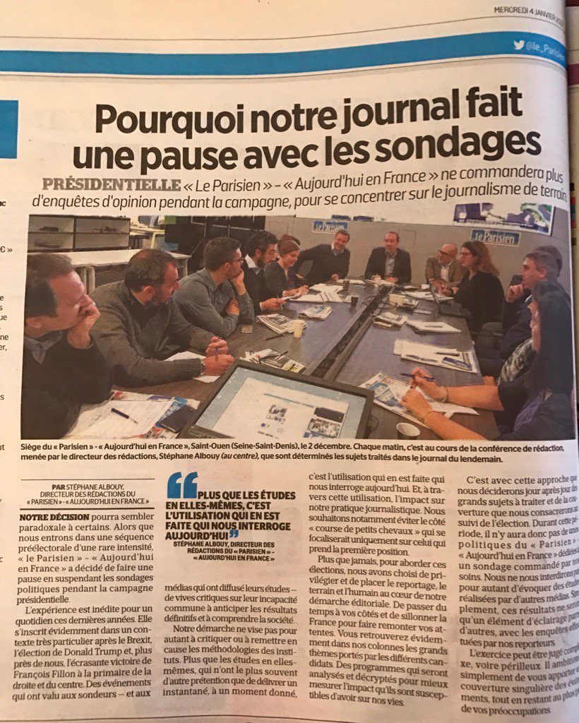 AgnesCPoirier's tweet image. Wow. The French daily @LeParisien_75 will not publish polls during campaign but focus on investigative journalism