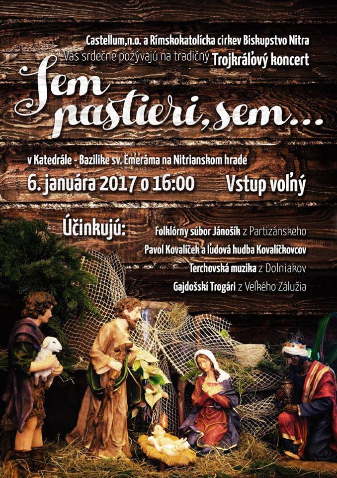 Pozvánka na Trojráľový koncert do katedrály v Nitre. 6. 1. o 16.00 hod.