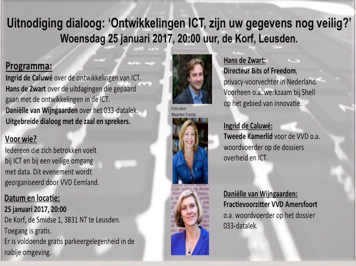 Woensdag 25 januari thema-avond @vvdeemland over privacy en ICT in De Korf!
