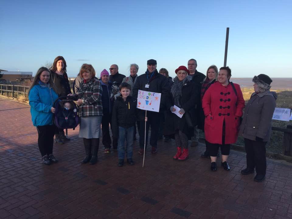 County Cllr @BeaversLorraine standing with residents refusing to allow the tories to build on Fleetwood beach 🌊 #stronglocalvoice