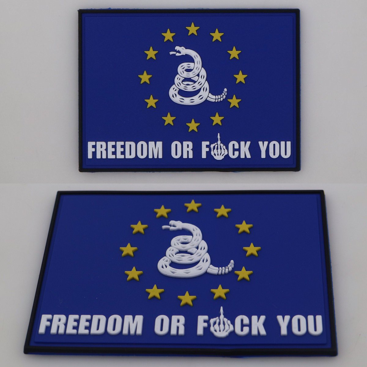 TilleeDRoters's tweet photo. New Versions of our Freedom or F*ck you®Patch. Check out at: https://t.co/iPHFbHD03i #freedomorfuckyou #centuriodesign https://t.co/yaN8K5CneF