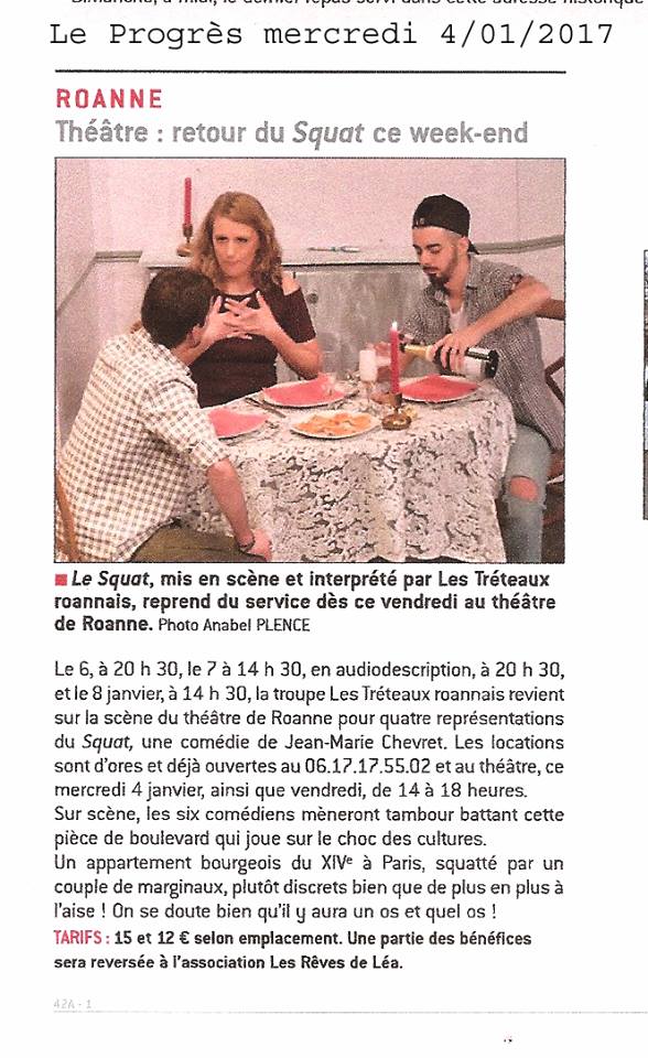 TreteauxR's tweet photo. Article pour "Le Squat" dans @Leprogresloire Il reste qq places 06 17 17 55 02  #article #presse #pub #lesquat https://t.co/oIiAymfDQN