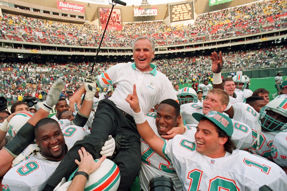 Happy Birthday Don Shula - still the only perfect NFL season coaching Miami Dolphins  