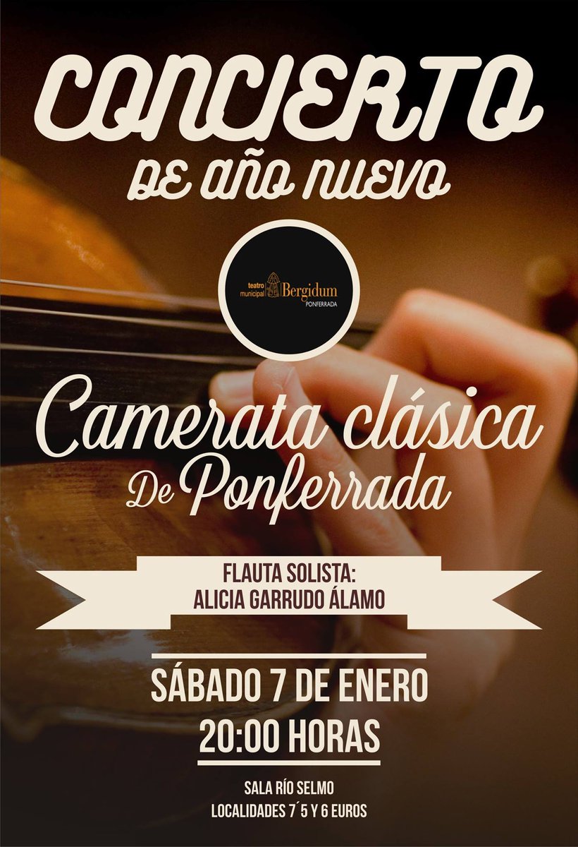 CamerataPonfe's tweet photo. El 7 de Enero a las 20 horas en el Centro Cultural Río Selmo inauguramos la temporada de nuestro #Vaniversario.
#Ponferrada #cultura https://t.co/UkoMT0J3fT