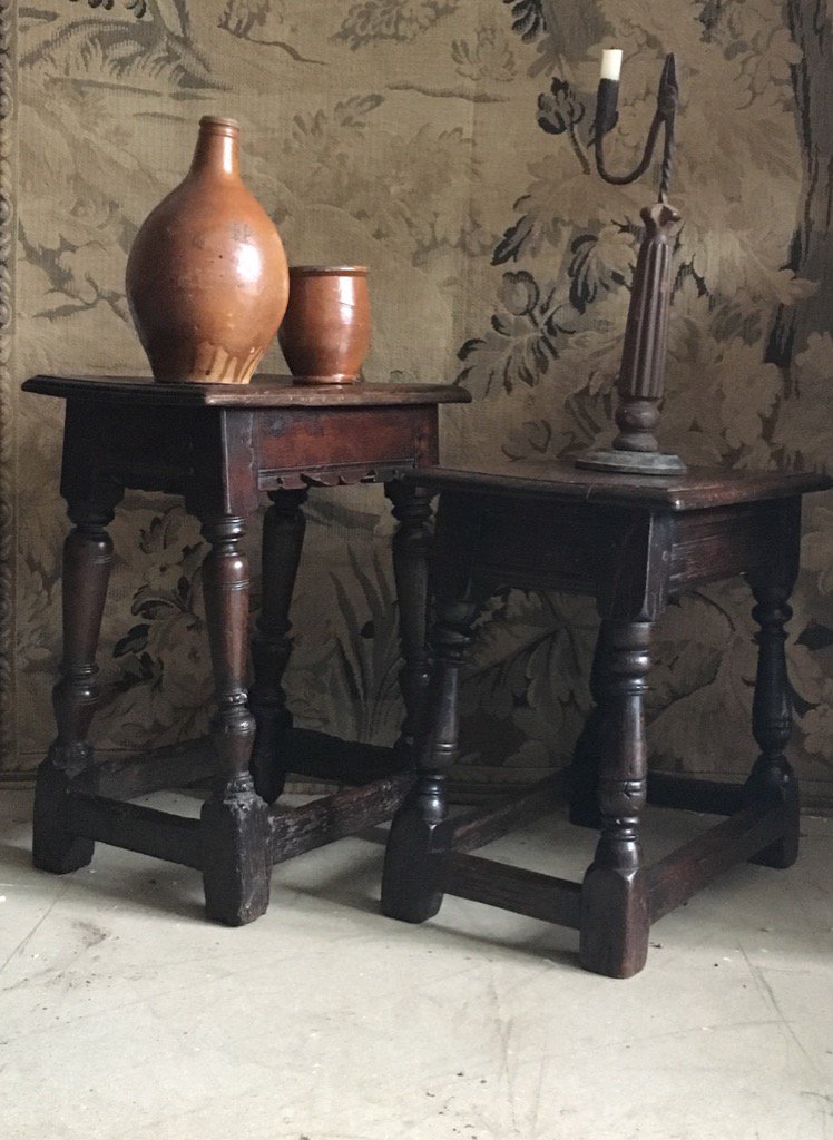 17th century oak joint stools New Stock for 2017 #periodoak  #oakstool #jointstool #newstock#earlyoak #antiquehadden