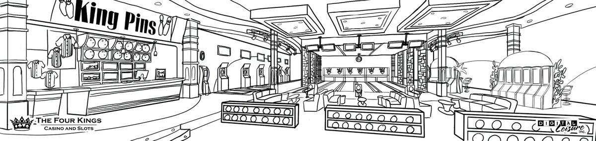digitalleisure's tweet image. Here is a look at the design for our upcoming public space: The Bowling Alley! #ComingSoon #FourKingsCasino #PC #Steam #PS4