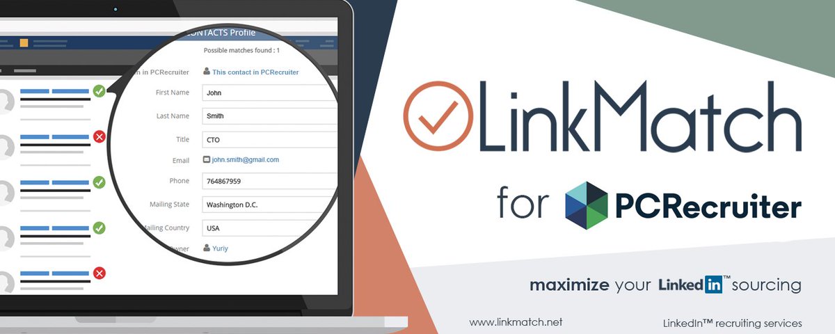 LinkMatchHQ's tweet photo. #LinkMatch and @PCRecruiter are integrated.PCRecruiter users can save up to 2 hours per day on their Linkedin search https://t.co/NyjQ8MTbvJ https://t.co/NKxSVDLbS1