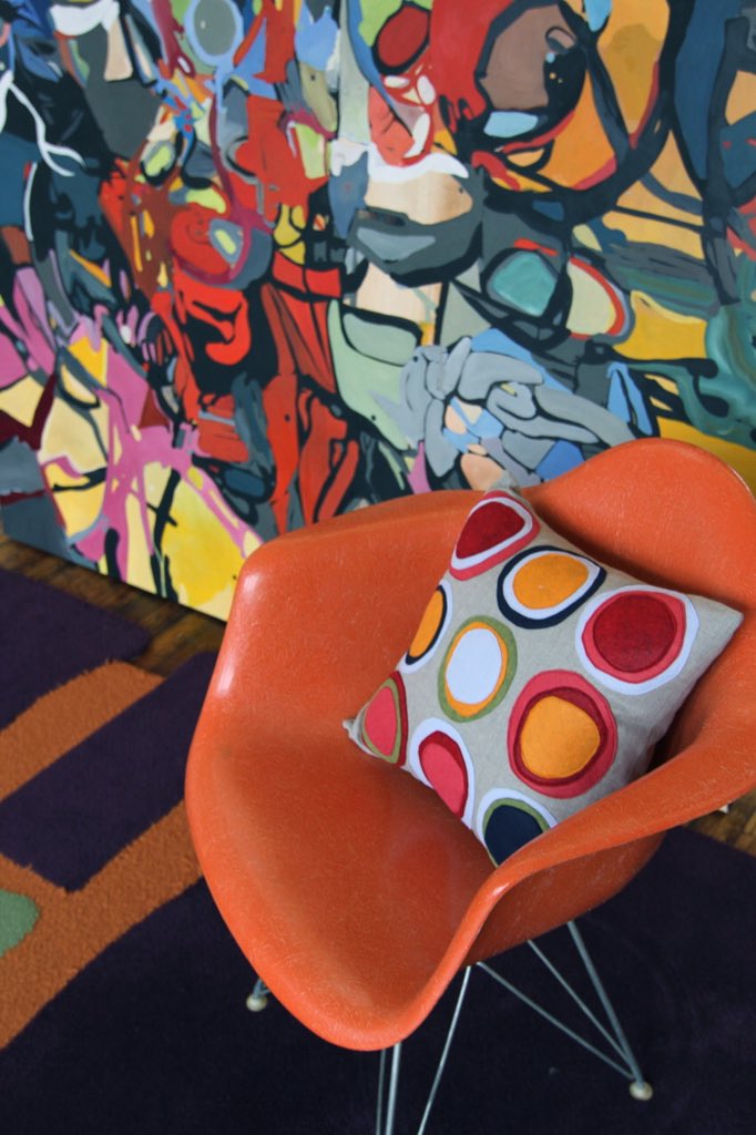 Wednesday Color Inspiration.  <a href="/balanced_design/">balanced design</a> Painting by Way O'malley #artanddesign #pillow #contemporaryart