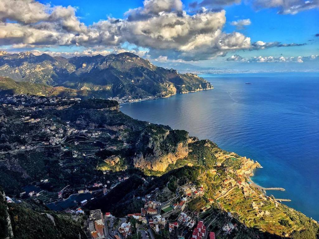 Looking at Amalfi, Ravello and Maiori from Convento di Cospita #iphone6s #amalfi #amalficoast #landscape #sea #sky …