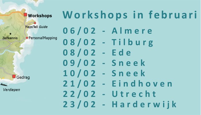 MapsTellNL's tweet photo. Kom naar één van de #workshops in februari en zet jezelf op de kaart! https://t.co/bWnv54al7p #MapsTell #Gedrag #DISC https://t.co/fyliNH5Hd2