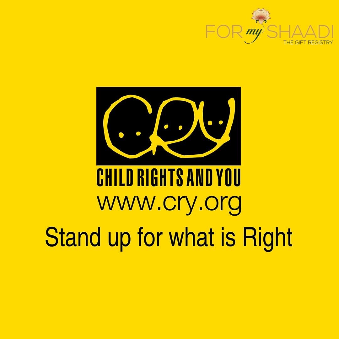 ForMyShaadi's tweet photo. #ForMyShaadi offers its guests a chance 2 make a donation 2 @CRYINDIA Child Rights and You
Click D link 2 know more https://t.co/tgE8xJYsXV https://t.co/rlWWUORuqt