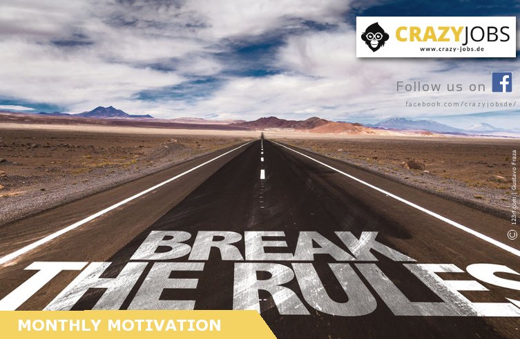 CRAZY_JOBS_de's tweet photo. #HAPPY #MONTHLYMOTIVATIONPOST #NEWYEARMOTIVATIONPOST

#BREAKTHERULES ist das Motto ;-)
In Kürze: SEI etwas BESONDERES .. SEI DU SELBST :-) https://t.co/surdFNeb89
