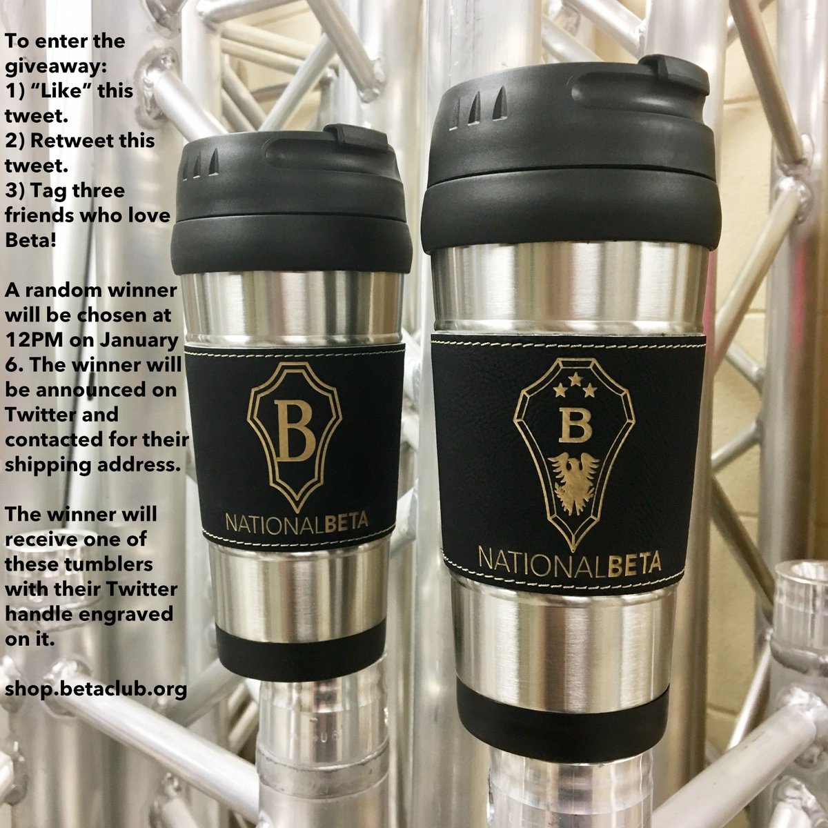 nationalbeta's tweet photo. Want a FREE Beta tumbler w/your Twitter handle engraved on it? Follow the steps on the photo to enter. Winner announced: 1/6/17 at 12PM. https://t.co/lzyMUzf2kV