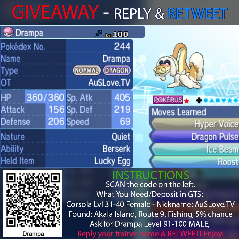 AuSLoveTwitch's tweet photo. Make sure to reply with your trainer name and RETWEET.
Please follow instructions. Ends: 2 days.
Trade &amp; Battles: https://t.co/mWpeL1RsQ7 https://t.co/OEKRui6M0a