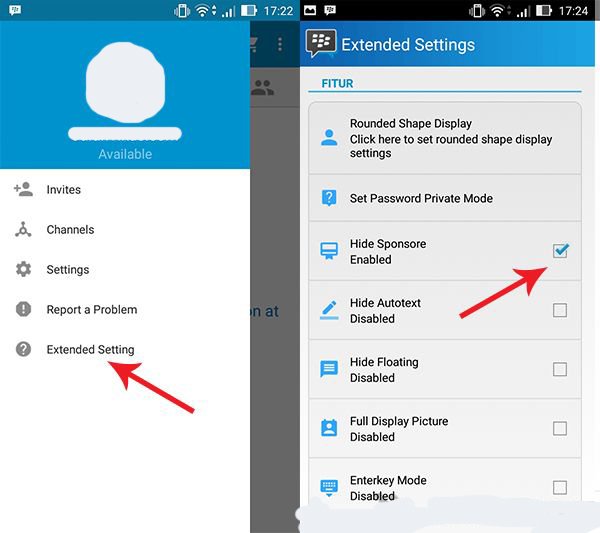 Lalu Sign in dengan akun BlackBerry ID milikmu. Setelah login, masuk ke menu Extended Setting lalu aktifkan menu Hide Sponsor.