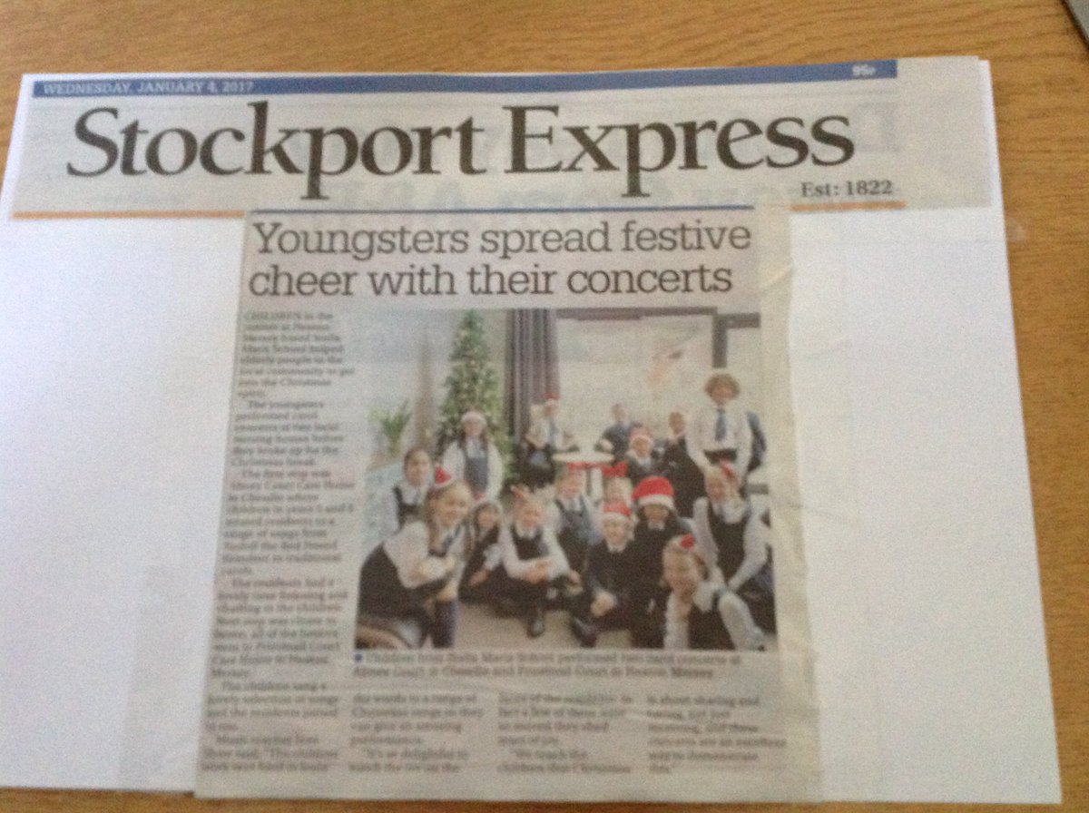 StellaMarisSch's tweet photo. Delighted to feature in this week's @stockportnews following some recent carol concerts at local care homes #proud #community https://t.co/ccxEVQtYWL