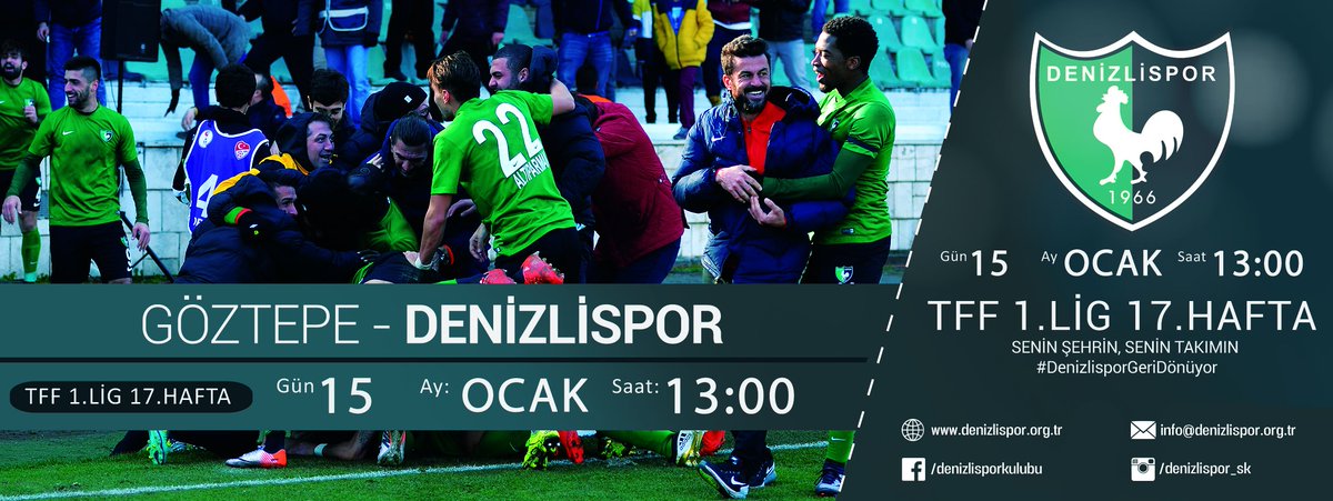 #Denizlispor'umuz, Tff 1.Lig'in 17.Haftasında deplasmanda, @Göztepe Spor Kulübüne konuk oluyor.