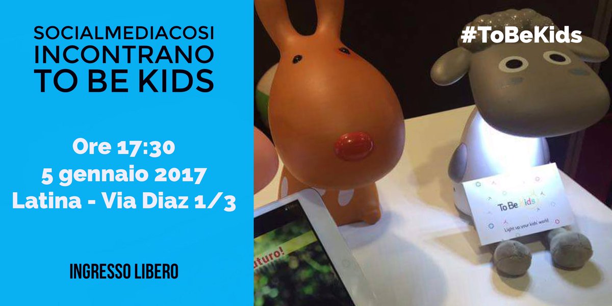 Colleghi giornalisti non perdete questo evento: #5gennaio i <a href="/socialmediacosi/">Social Media Cosi</a> incontreranno la #startup <a href="/ToBeKids/">To Be Kids</a> a #Latina #ToBeKids #SMcosi